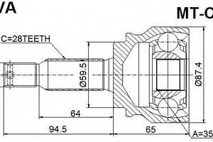 ШРУС ЗОВНІШНИЙ 35x59,5x28 (MITSUBISHI OUTLANDER CW 2006-) ASVA MTCW5 на MITSUBISHI OUTLANDER II (CW_W, ZG, ZH)