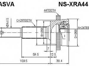 ШРУС НАРУЖНЫЙ ЗАДНИЙ 24x58x29 (NISSAN X-TRAIL T30 2000-2006) ASVA NSXRA44 на NISSAN X-TRAIL (T30)