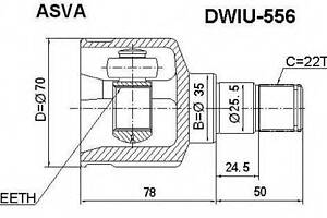 ШРУС ВНУТРЕННЫЙ 19x35x22 (CHEVROLET AVEO (T200) 2003-2008) ASVA DWIU556 на DAEWOO KALOS (KLAS)