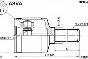 ШРУС ВНУТРЕННИЙ 19x35x22 (CHEVROLET MATIZSPARK (M100) 1998-2005) ASVA OPIU5005 на DAEWOO MATIZ (KLYA)