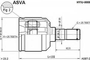 ШРУС ВНУТРЕННИЙ 25X35X25 (HYUNDAI ELANTRALANTRA 1996-) ASVA HYIU5008 на FORD ESCORT Mk VI кабрио (ALL)