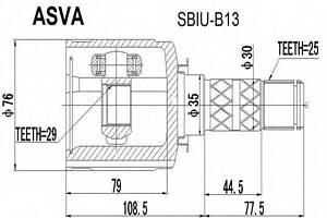 ШРУС ВНУТРЕННИЙ 29x35x25 (SUBARU LEGACY B13 2003-2009) ASVA SBIUB13 на SUBARU FORESTER (SH)