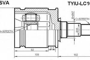 ШРУС ВНУТРЕННИЙ 30x47x30 (TOYOTA LAND CRUISER 100 HDJ101UZJ100 1998-2007) ASVA TYIULC100 на TOYOTA LAND CRUISER (_J6_)