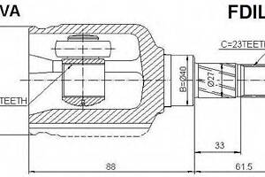 ШРУС ВНУТРІШНІЙ ЛІВИЙ 21х40х23 (FORD FOCUS I CAK 1998-2005) ASVA FDILF1 на FORD FOCUS (DAW, DBW)