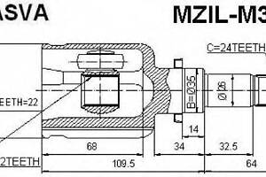 ШРУС ВНУТРЕННИЙ ЛЕВЫЙ 22x35x24 (MAZDA 3 BK 2003-2008) ASVA MZILM3M1 на MAZDA 3 (BK)