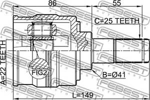 ШРУС ВНУТРЕННИЙ ЛЕВЫЙ 22X41X25