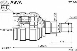 ШРУС ВНУТРЕННЫЙ ЛЕВЫЙ 23X35X20 (TOYOTA CARINA E AT190ST191CT190 1992-1997) ASVA TYIP5001 на TOYOTA COROLLA Наклонная зад