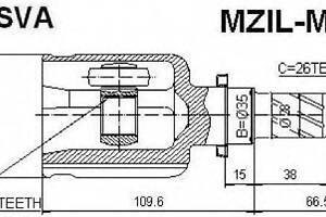 ШРУС ВНУТРЕННИЙ ЛЕВЫЙ 23X35X26 (MAZDA 3 BK 2003-2008) ASVA MZILM3A2 на MAZDA 3 (BK)