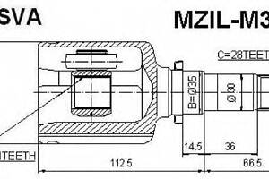 ШРУС ВНУТРЕННИЙ ЛЕВЫЙ 24x35x28 (MAZDA 3 BK 2003-2008) ASVA MZILM3M2 на MAZDA 3 (BK)