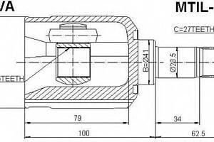 ШРУС ВНУТРЕННИЙ ЛЕВЫЙ 25X41X27 (GRANDISCHARIOTSPASE WAGON N84) ASVA MTILN84 на MITSUBISHI NIMBUS (N9_W, N8_W)