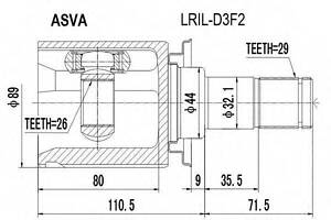 ШРУС ВНУТРЕННИЙ ЛЕВЫЙ 26x44x29 (LAND ROVER DISCOVERY III 2005-2009) ASVA LRILD3F2 на LAND ROVER LR4 IV (LA)