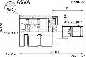 ШРУС ВНУТРЕННИЙ ЛЕВЫЙ 27Х44Х27 (X5) ASVA BX5IL001 на BMW X5 (E53)