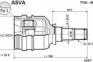 ШРУС ВНУТРЕННИЙ ЛЕВЫЙ 27x35x20 (TOYOTA CAMRY MCV20SXV20 1996-2001) ASVA TYIU5006 на TOYOTA CAMRY седан (_V2_)