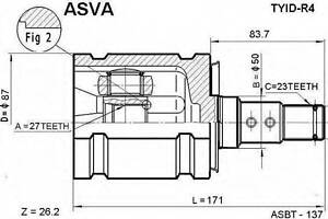 ШРУС ВНУТРЕННИЙ ЛЕВЫЙ 27x50x23 (TOYOTA KLUGER LV ACU25MCU25 4WD 2000-2007) ASVA TYIDR4 на TOYOTA HARRIER (MCU3_, MHU3_,