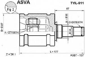 ШРУС ВНУТРЕННИЙ ЛЕВЫЙ 27X50X24 (TOYOTA CAMRY ACV30MCV30 2001-2006) ASVA TYIL911 на LEXUS RX (GYL1_, GGL15, AGL10)