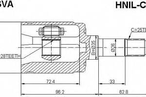 ШРУС ВНУТРЕННИЙ ЛЕВЫЙ 28x35x25 (HONDA CIVIC EUEPES 2001-2006) ASVA HNILC7A на HONDA CIVIC VII Hatchback (EU, EP, EV)