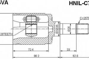 ШРУС ВНУТРЕННИЙ ЛЕВЫЙ 28x35x25 (HONDA CIVIC EUEPES 2001-2006) ASVA HNILC7M на HONDA CIVIC VII Hatchback (EU, EP, EV)