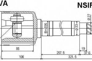 ШРУС ВНУТРЕННИЙ ЛЕВЫЙ 30X40X26 (NISSAN QASHQAI J10E 2006-2013) ASVA NSIRJ10F на NISSAN DUALIS (J10, JJ10)