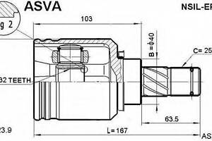 ШРУС ВНУТРЕННИЙ ЛЕВЫЙ 32X40X25 (NISSAN PRIMERA P11 1996-2001) ASVA NSILEP20 на NISSAN PRIMERA (P11)