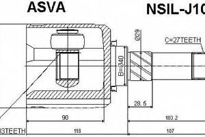 ШРУС ВНУТРЕННИЙ ЛЕВЫЙ 33x40x27 (NISSAN QASHQAI J10F 2006-) ASVA NSILJ10W на NISSAN DUALIS (J10, JJ10)