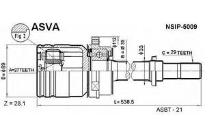 ШРУС ВНУТРЕННИЙ ПРАВЫЙ (27x33x29) (NISSAN MAXIMA CEFIRO A32 1994-2000) ASVA NSIP5009 на NISSAN MAXIMA (A32)