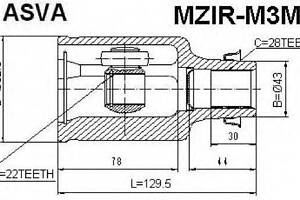 ШРУС ВНУТРЕННИЙ ПРАВЫЙ 22x43x28 (MAZDA 3 BK 2003-2008) ASVA MZIRM3M1 на MAZDA 3 (BK)