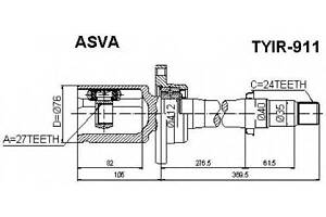 ШРУС ВНУТРЕННИЙ ПРАВЫЙ 24X40X24 (TOYOTA RAV4 ACA3#,ALA3#,GSA33,ZSA3# 2005-2012) ASVA TYIR911 на TOYOTA ALPHARD / VELLFIR