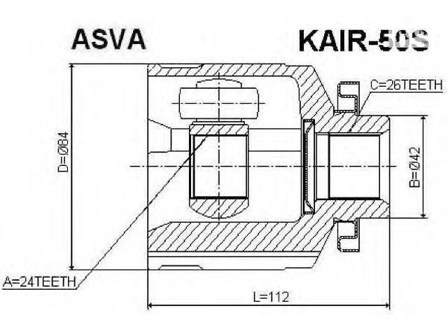 ШРУС ВНУТРЕННИЙ ПРАВЫЙ 24x42x26 (KIA SPORTAGE 2004-2010) ASVA KAIR50S на KIA SPORTAGE (JE_, KM_)