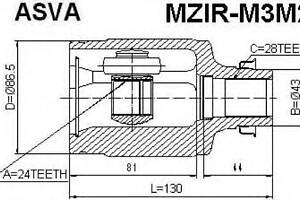 ШРУС ВНУТРЕННИЙ ПРАВЫЙ 24x43x28 (MAZDA 5 CR 2005-) ASVA MZIRM3M2 на MAZDA 3 (BK)