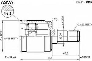 ШРУС ВНУТРЕННИЙ ПРАВЫЙ 28X35X25 (HONDA CIVICCIVIC FERIO EK#EJ9 1995-2001) ASVA HNIP5015 на HONDA Ballade VI седан (EJ, E