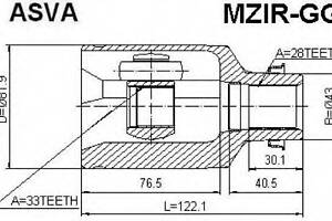 ШРУС ВНУТРЕННИЙ ПРАВЫЙ 33X43X28 (MAZDA 6 GG 2002-2007) ASVA MZIRGG на MAZDA ATENZA Наклонная задняя часть (GG)