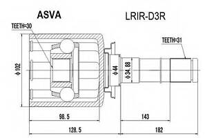 ШРУС ВНУТРІШНІЙ ЗАДНІЙ ПРАВИЙ З БЛОКУВАННЯМ 30x44x31 (LAND ROVER DISCOVERY III 2005-2009) ASVA LRIRD3R на LAND ROVER LR4