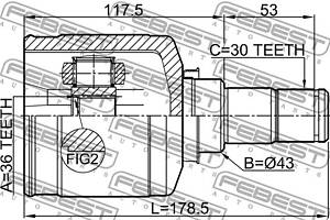 ШРУС ВНУТРЕННИЙ ЛЕВОЙ MITSUBISHI OUTLANDER 36X43X30 (FEBEST) 0411-CW6LH UA51