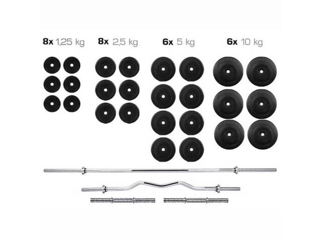 ШТАНГА + ГАНТЕЛИ НАБОР HARD 142 КГ (Гриф 200 см) - Фото 1
