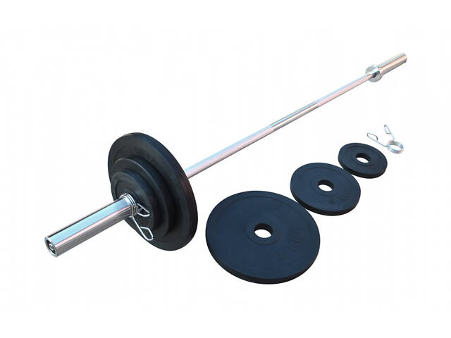 Штанга олімпійська 300 кг з прогумованими металевими дисками RN-Sport - Фото 4