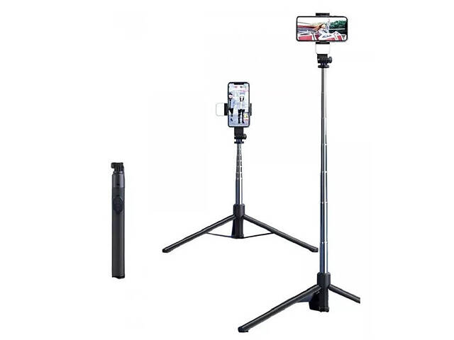 Штатив-трипод для телефона Selfie stick DF-01S 1.7м с Bluetooth пультом и LED светом - Фото 1