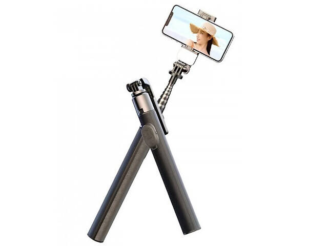 Штатив-трипод для телефона Selfie stick DF-01S 1.7м с Bluetooth пультом и LED светом - Фото 2