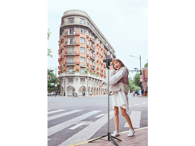 Штатив-трипод для телефона Selfie stick DF-01S 1.7м с Bluetooth пультом и LED светом - Фото 6
