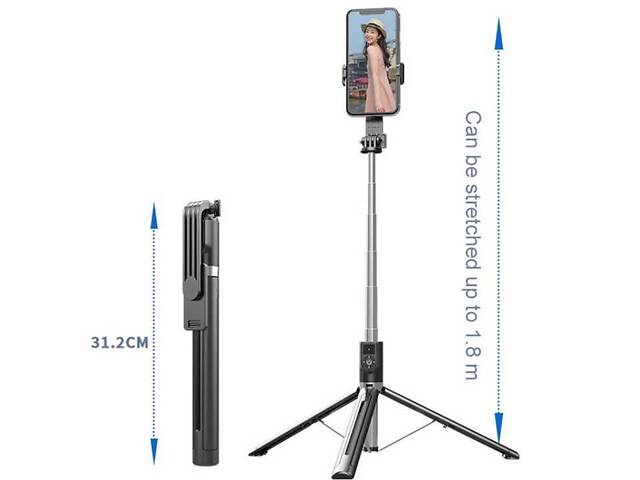 Штатив-трипод для телефона Selfie stick P100 1.77м с Bluetooth пультом - Фото 5