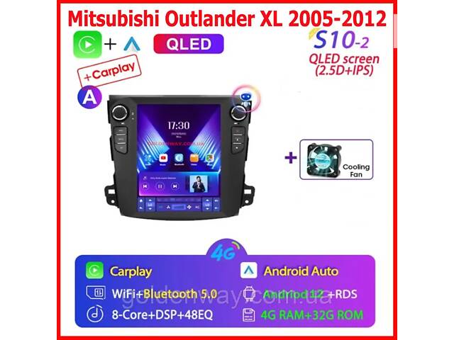 Штатная автомагнитола Android Mitsubishi Outlander XL 20052012 Tesla Style S10-2 DSP 4/32Гб 8CORE WiFi 4G 1п