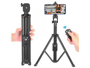 Штатив тренога Primo VCT-1688 (Bluetooth пульт, держатель телефона) – Black