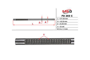 Шток рулевой рейки с ГУР FO203C FORD Fiesta 96-01, Ka 96-08