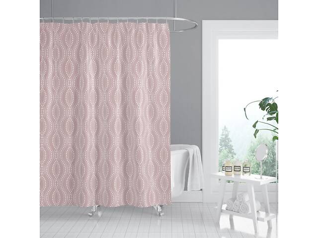 Штора для ванної з поліестеру Mixxus SCT-003-180x180 (Візерунок рожевий) (AC0651) - Фото 1
