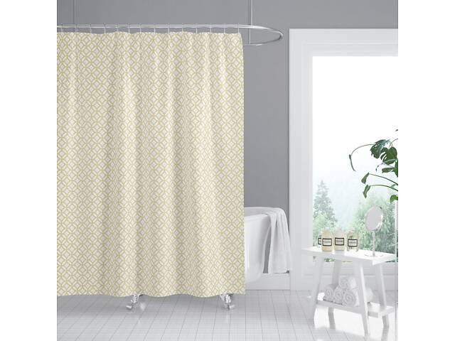 Штора для ванної з поліестеру Mixxus SCT-001-180x180 (Візерунок бежевий) (AC0650) - Фото 1