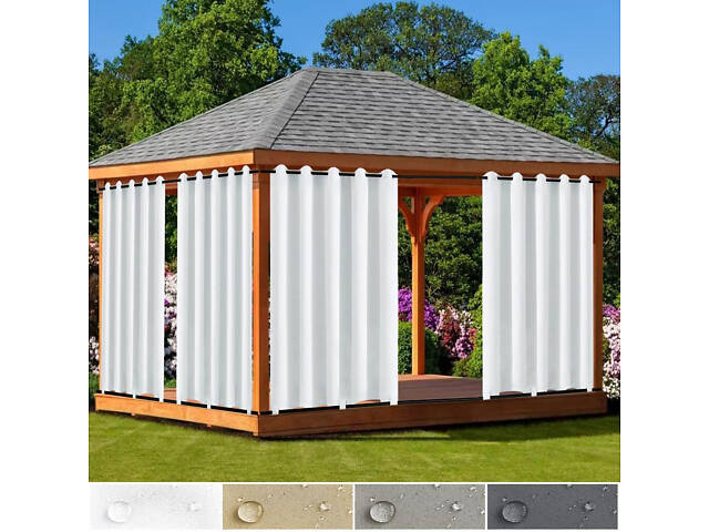 Штора вулична водонепроникна для альтанки (2.8 х 1.45 м) Білий - Фото 5