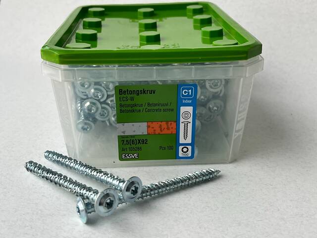 Шуруп для бетона ESSVE 7,5(6)х92 WAF ТХ30, оцинкованный (арт. 105286) - Фото 6