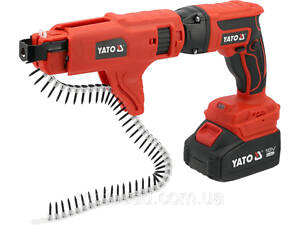 Шуруповерт для шурупов до г/к плит аккумулятора YATO 18В 4АГод, с обойм шуруп: Ø= 3,5-4,2мм, l=22-55мм