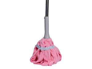 Швабра телескопическая для мытья пола универсальная веревочная швабра с самоотжимом для уборки Розовый