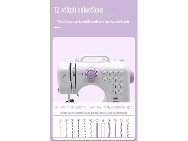 Швейна машинка з 12-рядковим оверлоком і притискною педаллю + котушки 2 шт. - Фото 5