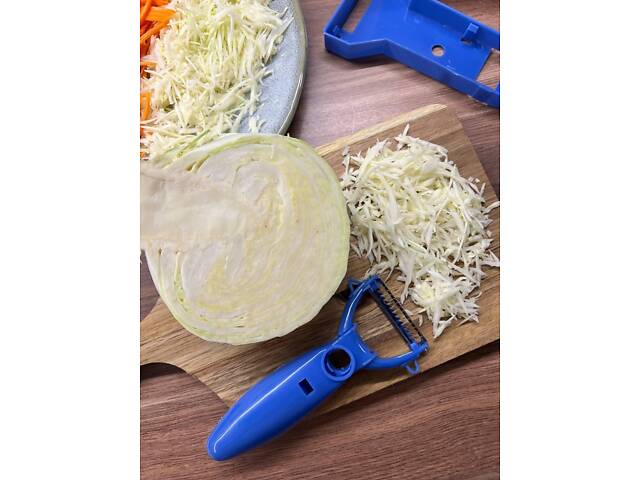 Шатківниця для капусти ніж для нарізки овочів соломкою та корейської моркви з підставкою «Принцеса кухні» Зелений - Фото 7